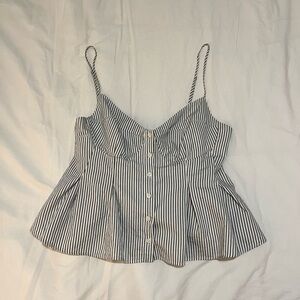 Zara Green and White Striped Top
